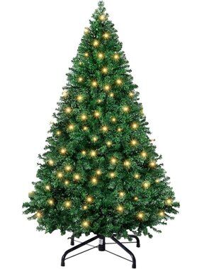 DUMOS 7.5 Ft Pre-Lit Christmas Tree, Artificial Xmas Tree, Green